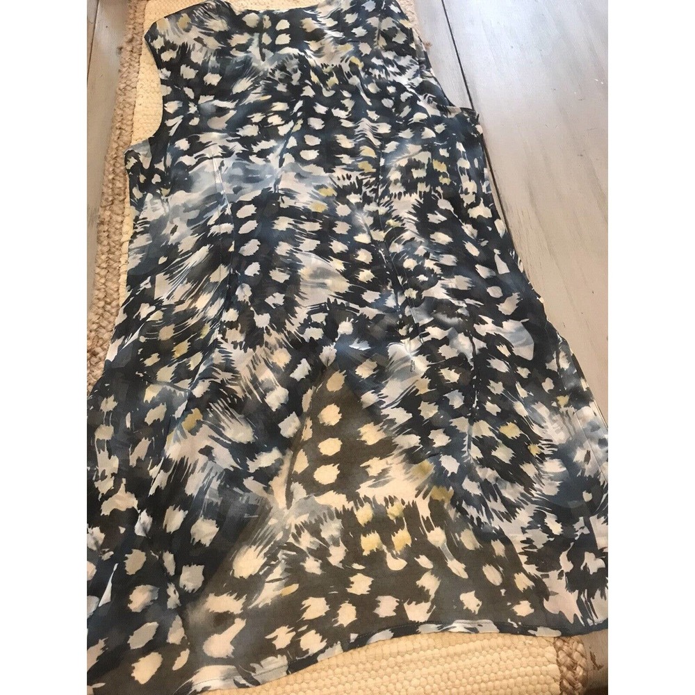 CAbi Blue Avery Tunic Sleeveless Button Front Top Sheer Blouse 416 Abstract Sz M - Picture 8 of 9